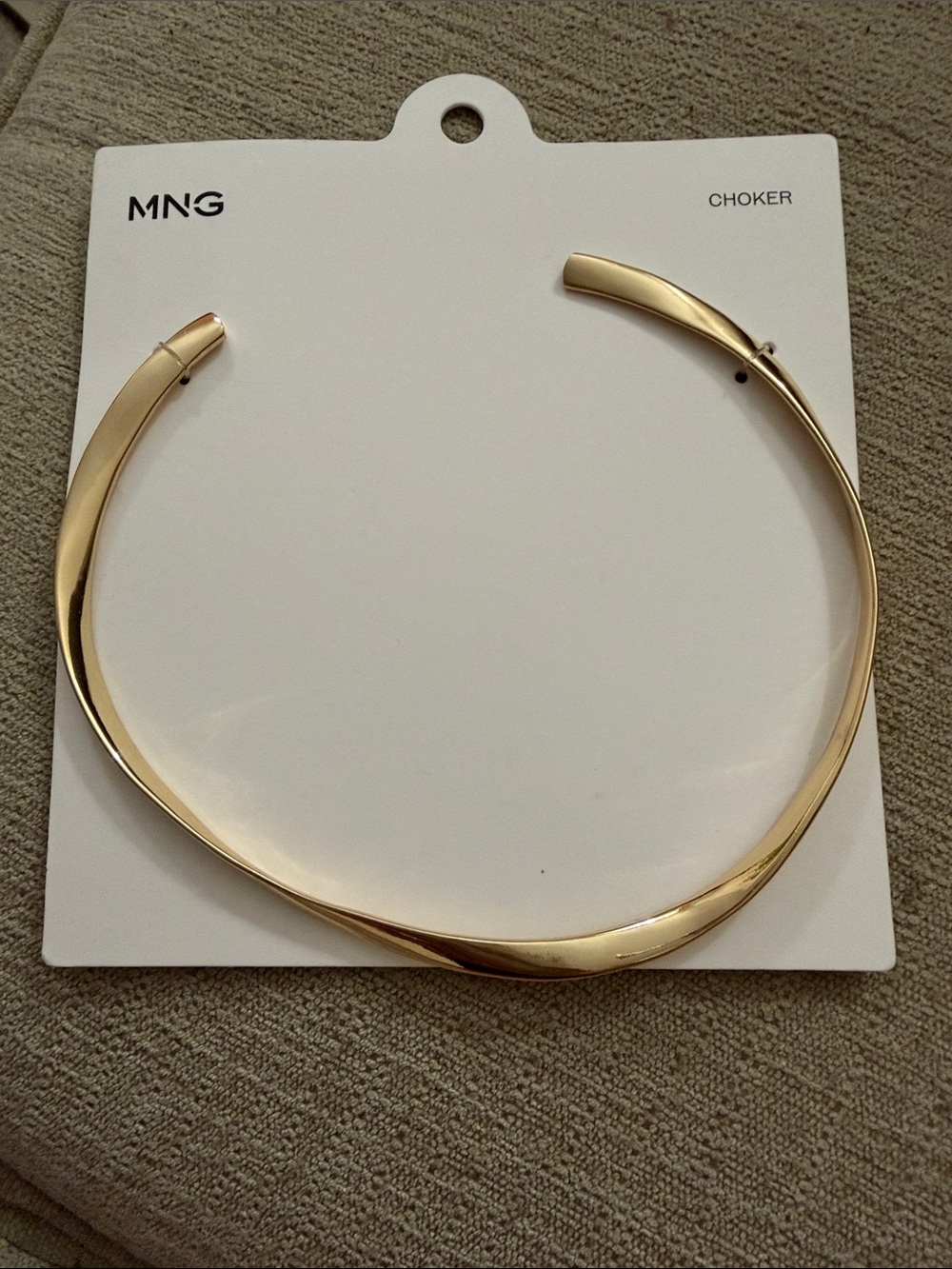 Mango Gold Twisted Metal Choker Necklace